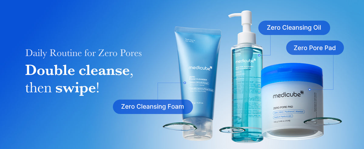 Daily routine for zero pores: double cleanse, then swipe
