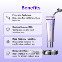 Benefits: firms and replumps, soothes stressed skin, deep recovery hydration, renews dull tone