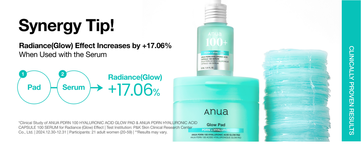 Synergy tip: radiance increases 17.06% when the pad is used with the serum