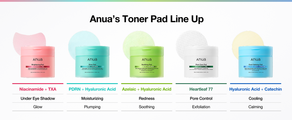 Anua's toner pad line-up