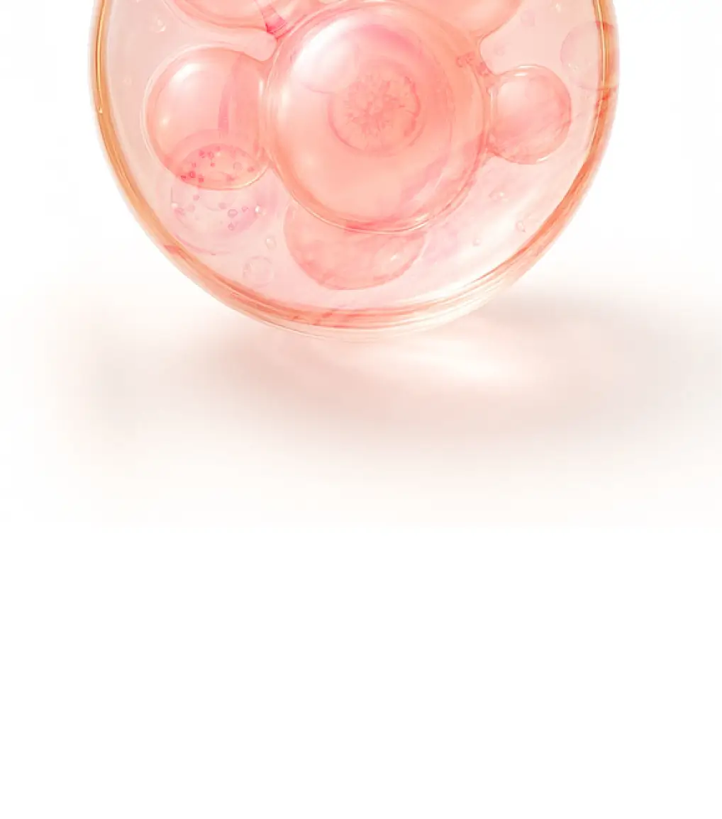 Pink droplet representing galactomyces ferment filtrate